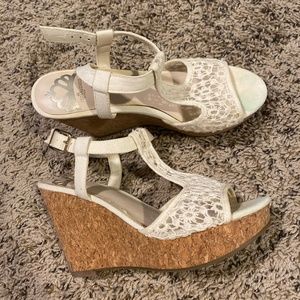 White wedge heels size 7